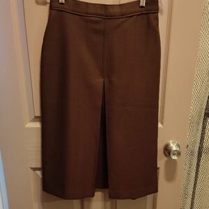Brown Pencil Skirt Knee-Length with Slit for Work